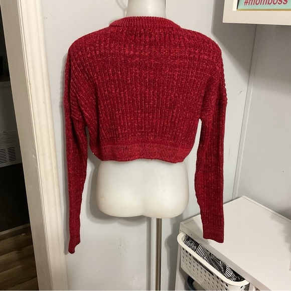 UO Red Knit Crop Sweater Size S - Picture 5 of 7